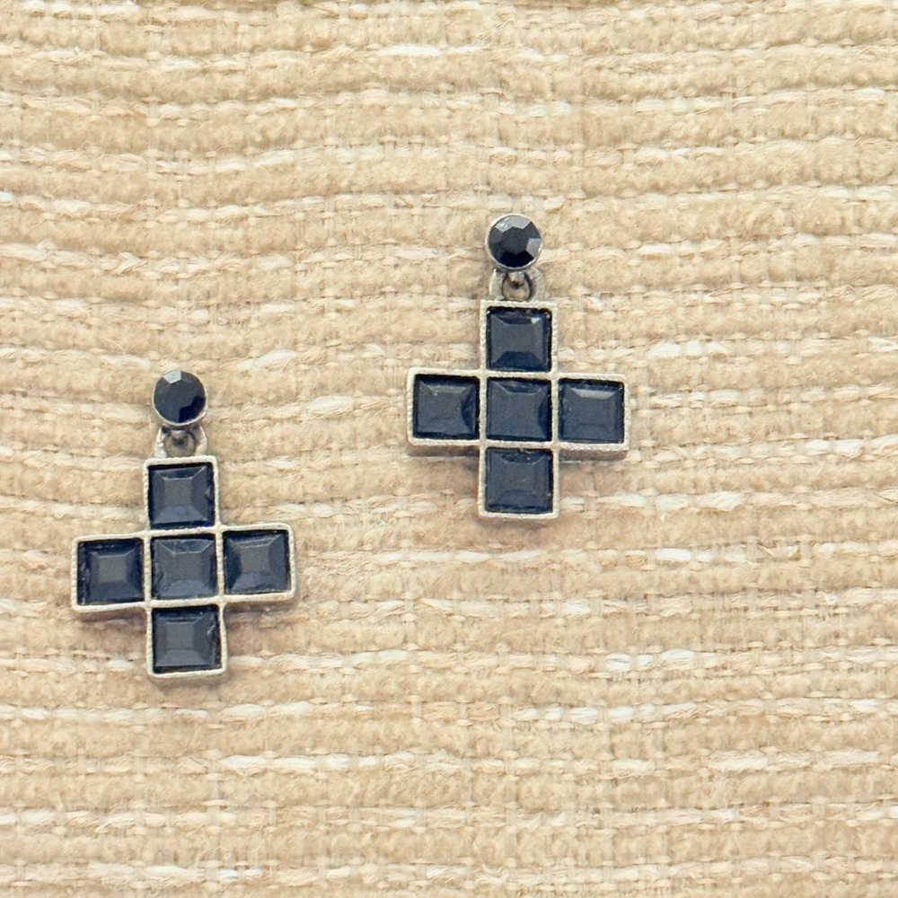 Black Cross gun metal tone Earrings
